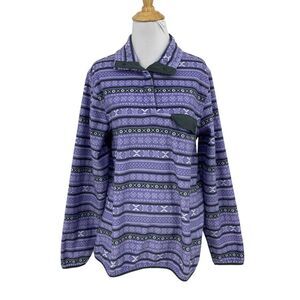 Jachs Sweatshirt Women M Medium Multi Aztec Print Cabin Half Snap Button Fleece